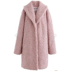 NWT Teddy Coat Pink Faux Fur Coat Sz L Legally Blonde Barbiecore Balletcore Twee